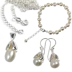 SilberDream Schmuck Set 925 Sterling Silber Perlen Bl�te Silberschmuck SDS07