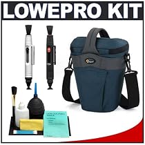 Lowepro Cirrus TLZ 25 Holster Camera (Blue) Bag/Case + Accessory Kit for Canon Rebel XSi, XS, XTi, 40D, Nikon D40, D60, D80, D200, D300, D700, Olympus Evolt E-410, E-420, E-510, E-520, and Sony Alpha A200, A300, A350, A700 Digital SLR Cameras