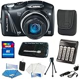 Canon PowerShot SX150 IS Digital Camera (Black) + 4AA Batteries And Charger ....
