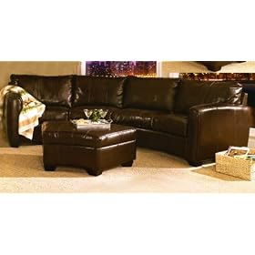 Contemporary Style Jade Brown Leather Media Sectional Sofa