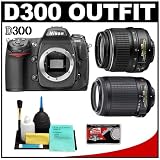 Nikon D300 Digital SLR Camera + Nikon 18-55mm II f/3.5-5.6G AF-S DX ED Zoom Lens + Nikon 55-200mm f/4-5.6G AF-S ED DX VR Zoom Lens + Cleaning Kit (Camera & Lens Refurbished by Nikon U.S.A.)