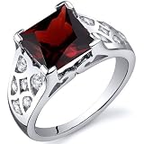 V Prong Princess Cut 3.00 carats Garnet Cubic Zirconia Ring in Sterling Silver Available in Sizes 5 thru 9