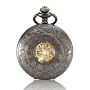 Retro Vintage skelett graviert mechanische Taschenuhr Handaufzug Uhr dunkelgrau Retro Vintage skelett graviert mechanische Taschenuhr Handaufzug Uhr dunkelgrau