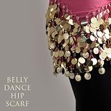 Bellyqueen Belly Dance Hip Scarf, Gold Coins Waves Style