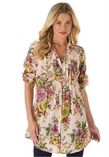 Roamans Women's Plus Size English Floral Bigshirt