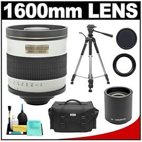 Rokinon 800mm Multi-Coated Mirror Lens with 2x Teleconverter (=1600mm) + Tripod + Nikon Case + Accessory Kit for Nikon D40, D60, D90, D200, D300, D300s, D3, D3x, D700, D3000 & D5000 Digital SLR Cameras