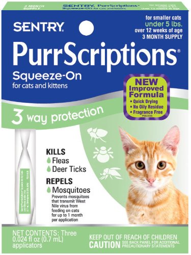 Sentry PurrScriptions Flea and Tick Squeeze-On Cat Under 5-Pound