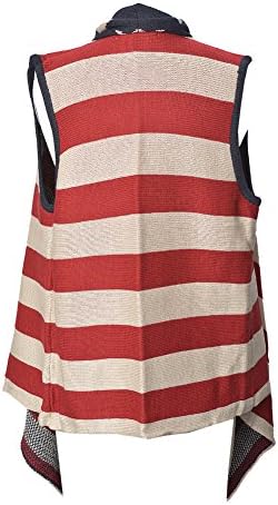 HUE21 Women's American Flag Cardigan Pancho Shawl One Size Cardigan