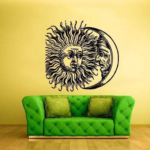 Wall Vinyl Sticker Decals Decor Art Bedroom Design Mural Sun Crescent Dual Ethnical Symbol Moon (Z2317)