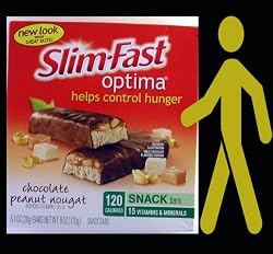 Slim Fast Optima Chocolate Peanut Nougat- Controls Hunger, 6 bars-TWO BOXES