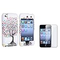 eForCity White Love Tree Hearts Rubber Case with FREE Reusable Screen Protector compatible with Apple� iPod touch� 4th Generation