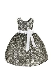 Girls Tea Length Polyester/Satin Sleeveless  Lace Flower-Girl Dress  With a Bow(s) and a Ribbon  and a Sash 