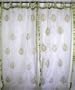 2 White Beaded Indian Sari Tab Curtains Sheers Panels