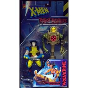 Wolverine Action Figure VS. Slashing Sabretooth Droid with Missile Claw Action Figure - Marvel Comics X-Men Robot Fighters