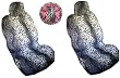 - 	 7 Piece Grey Snow Leopard Safari Animal Print Auto Interior Gift Set - 2 Low Back Front Bucket Seat Covers, 2 Separate Headrest Covers, 1 Steering Wheel Cover, and 2 Shoulder Harness Pressure Relief Cover