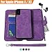 iPhone X/Xs Case, Modos Logicos [Detachable Wallet Folio][2 in 1][Zipper Cash Storage][Up to 14 Card Slots 1 Photo Window] PU Leather Purse Clutch with Removable Inner Magnetic TPU Case - Purple