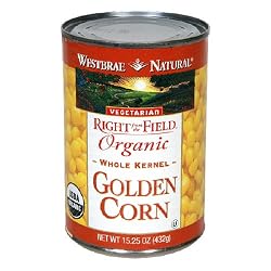 Westbrae Natural Vegetarian Organic Golden Corn, Whole Kernel, 15.25 Ounce Cans (Pack of 12)