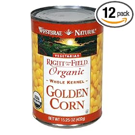 Westbrae Natural Vegetarian Organic Golden Corn, Whole Kernel, 15.25 Ounce Cans (Pack of 12)