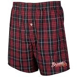 Atlanta Braves Navy Blue Plaid Event Boxer Shorts