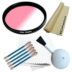 58mm Graduated Pink Filter + Deluxe 3 Piece Lens cleaning kit + JB Microfiber Lens Cleaning Cloth