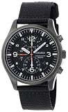 Men's, Seiko, Round Black Dial, Chronograph, Fabric-Strap Band, Watch # SXDA65