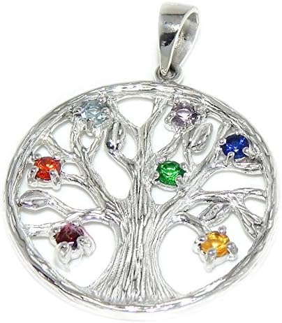 925 Sterling Silver Dangling "Family Tree w/ Milticolored Crystals" Charm Bead 15699