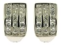 9ct White Gold Gents 3 Row Cubic Zirconia Huggie Earrings