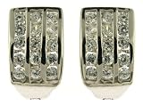 Image of 9ct White Gold Gents 3 Row Cubic Zirconia Huggie Earrings