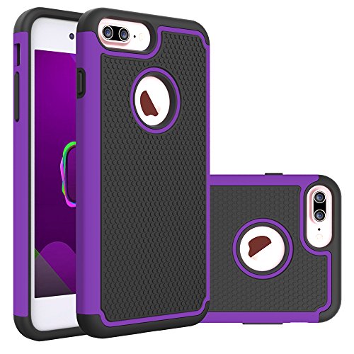 iPhone 7 Plus Case,Berry Accessory(TM)[Drop Protection][Shock Proof][Dual Lawyer] Hybrid Defender Armor Case Cover for iPhone 7 Plus With Free Berry logo stand holder (Purple)
