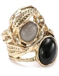 RAIN Black, Silver and Gold Adjustable Ring