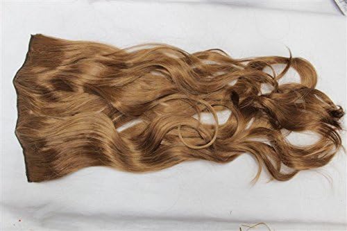 20 " Curly 3/4 Full Head Synthetic Hair Extensions Clip on Beauty/in Hairpieces Light brown color