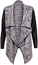 Womens Long Sleeve Ladies Stretch Wet Look Wrapover Waterfall PVC PU Trim Open Cardigan Jacket Coat