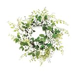 Melrose International 22-Inch Diameter White Dogwood Twig Wreath with Berries and Soft Green Foliage