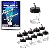 Master Airbrush&reg; Brand Box of 10-each TB-002 3/4-Ounce, (22cc) Glass Bottle Air Brush Depot Airbrushing Accessories, Works with Master, Badger, Paasche Airbrushes, Also Includes a (FREE) How to Airbrush Training Book to Get You Started