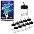 Master Airbrush&reg; Brand Box of 10-each TB-002 3/4-Ounce, (22cc) Glass Bottle Air Brush Depot Airbrushing Accessories, Works with Master, Badger, Paasche Airbrushes, Also Includes a (FREE) How to Airbrush Training Book to Get You Started