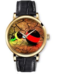 SPRAWL Aanalog Fashion Series Gold Ladies Watches of Genuine Black Leather Strap,Unique Wrist Watch for Women Girls Designed with Dried black ball
