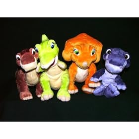 Deluxe Land Before Time Plush Set ~ Ducky, Littlefoot, Chomper and Cera by Barney