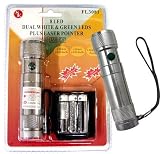 8 Led Green /White/Laser Flashlight