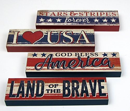 Americanoutfitter Americana Signs Set of 4 - Unique Gift For Birthday Christmas Wedding Anniversary Engagement Graduation Couples Men Women Mom Dad Grandpa Sister Wife Husband Friends