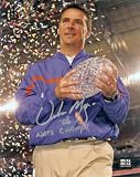 Urban Meyer Autographed Florida Gators National Championship 8x10 Trophy Photo with 06 NATL CHAMP