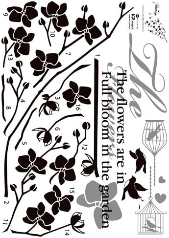 Black and White Hanging Flower Branch - Removable Home Decoration Wall Sticker Decal