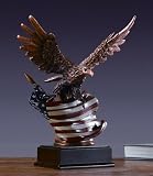 Eagle with American Flag Statue Sculpture 1ft High