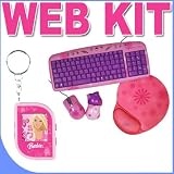 All Pink Barbie Digital Photo Keychain PLUS Keyboard w/Mouse & Mousepad BigVALUEInc Pink Power Saver Bundle
