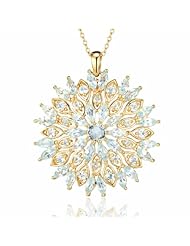 Gold Over Sterling Silver Marquis-Cut Sky Blue Topaz Snowflake Pendant