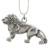 Lion Pendant with 1.2mm Ball Chain 16 to 18 Adjustable Necklace