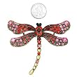 BIG 3" Antique Gold Red Crystal Dragonfly Brooch Pin Fashion Jewelry