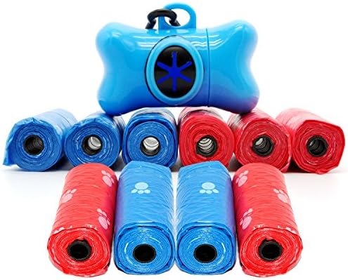 PERNYPET 130 Blue Pet Dog Waste Bags ( Unscented )for Poop Removal Disposal Heavy Duty with Walk Leash Bone Dispenser and Leash Clip