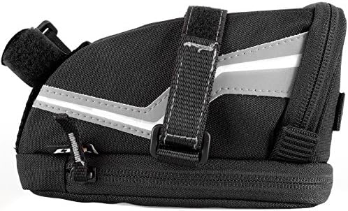 LTG Outdoor Bike Cycling Medium Black or Blue Saddle Seat Pack Bag - with Velcro Strap, Strap Pouch