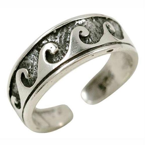Toe Sterling Silver Ring Waves