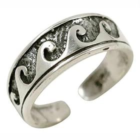 Toe Sterling Silver Ring Waves